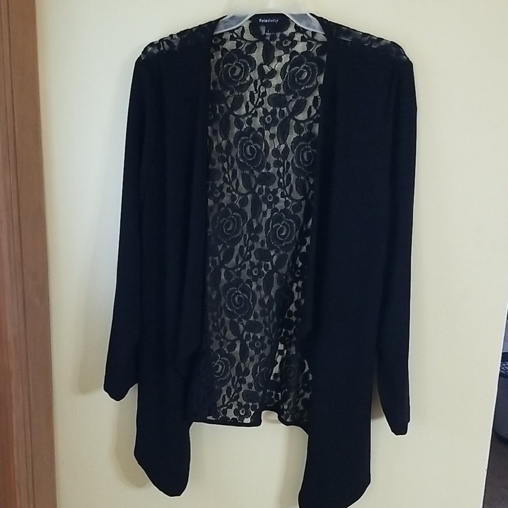 Relativity Black Floral Lace Cardigan. Never Worn
